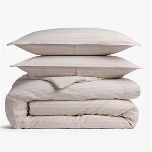 Relaxed Linen Stripe Duvet Cover & Sham Set - Parachute Size Full / Queen Pecan